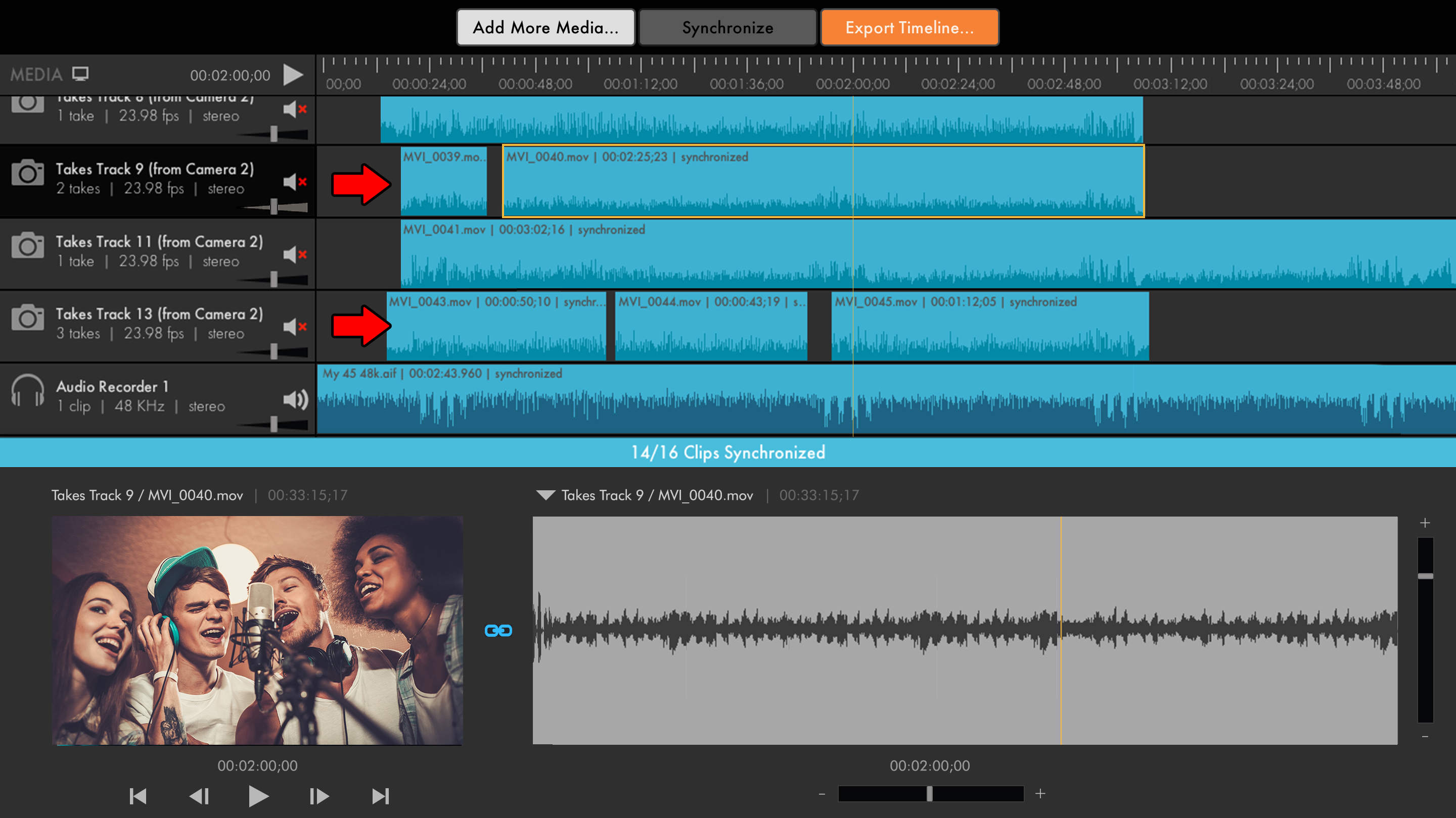 exprting sync audio pluraleyes 4